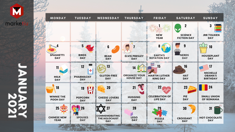 Social Media Calendar For January 2021 Post Ideas For Your Business 